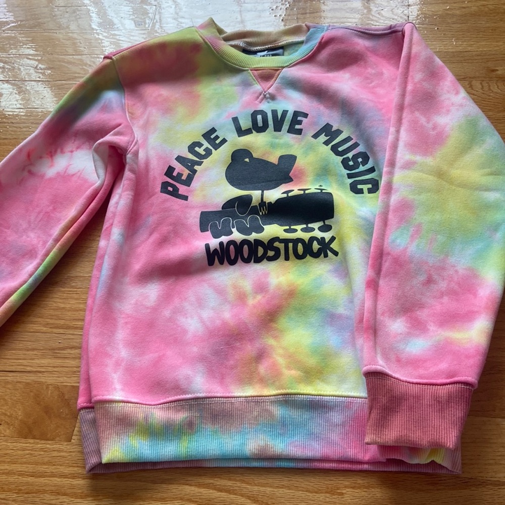 Woodstock tie dye crew neck